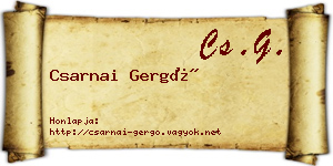 Csarnai Gergő névjegykártya
